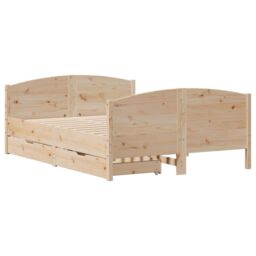 Berkfield Home Bed Frame without Mattress 120x190 cm Small Double Solid Wood Pine in Brown - thumbnail 3