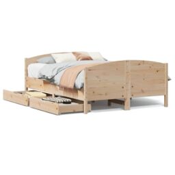 Berkfield Home Bed Frame without Mattress 120x190 cm Small Double Solid Wood Pine in Brown - thumbnail 2