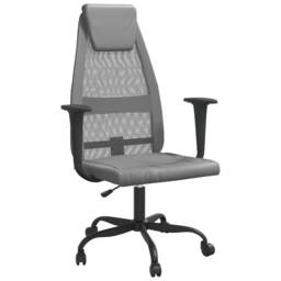 Berkfield Home Office Chair Grey Mesh Fabric & Faux Leather - thumbnail 2