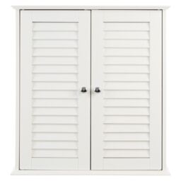 Orsina White Wood 2 Door Wall Cabinet, Decorative Wall Cabinet With Doors & Shelves, Kitchen Wall Storage Unit - thumbnail 6