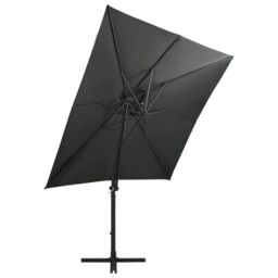 Berkfield Home Cantilever Umbrella with Pole & LED Lights Anthracite 250 cm in Black - thumbnail 3