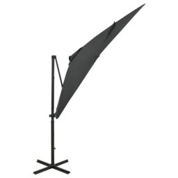 Berkfield Home Cantilever Umbrella with Pole & LED Lights Anthracite 250 cm in Black - thumbnail 2
