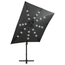 Berkfield Home Cantilever Umbrella with Pole & LED Lights Anthracite 250 cm in Black - thumbnail 4