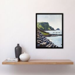 "Artery8 Giants Causeway Seaside Columns Coastal Ireland Framed Art Print in Blue - Size: W12"" x H16""" - thumbnail 4