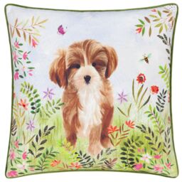 Evans Lichfield Daisy Hill Charlie Printed Cushion in Green - Size: 45 cm x 45 cm - thumbnail 1