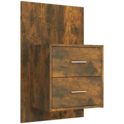 Berkfield Home Bed Headboard with Cabinets Smoked Oak Engineered Wood in Brown - thumbnail 4
