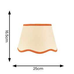 ValueLights Dutton Natural Fabric Scallop Edge Small Lamp Shade with LED Bulb in Burnt Orange - thumbnail 4