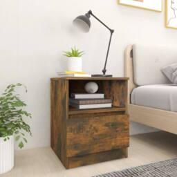 Berkfield Home Decorative Bedside Cabinet Smoked Oak 40x40x50 cm Engineered Wood in Brown - Size: 40 x 40 x 50 cm - thumbnail 2