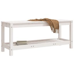 Berkfield Home Garden Bench White 108x35x45 cm Solid Wood Pine - Size: 108 x 35 x 45 cm - thumbnail 3
