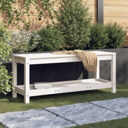 Berkfield Home Garden Bench White 108x35x45 cm Solid Wood Pine - Size: 108 x 35 x 45 cm - thumbnail 1