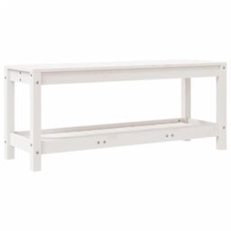 Berkfield Home Garden Bench White 108x35x45 cm Solid Wood Pine - Size: 108 x 35 x 45 cm - thumbnail 2