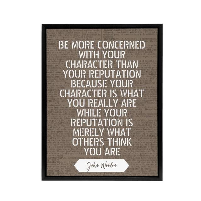 "Artery8 John Wooden Character Quote Framed Canvas Wall Art Print in Brown - Size: W12"" x H16""" - image 1