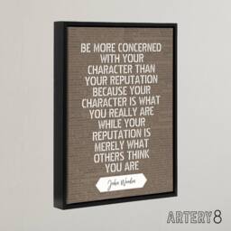 "Artery8 John Wooden Character Quote Framed Canvas Wall Art Print in Brown - Size: W12"" x H16""" - thumbnail 2