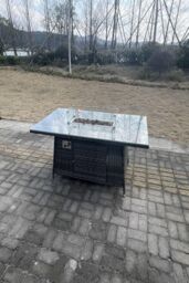 Fimous Rattan Garden Corner Furniture Gas Fire Pit Table Sets 8 Seater in Dark Grey - thumbnail 2