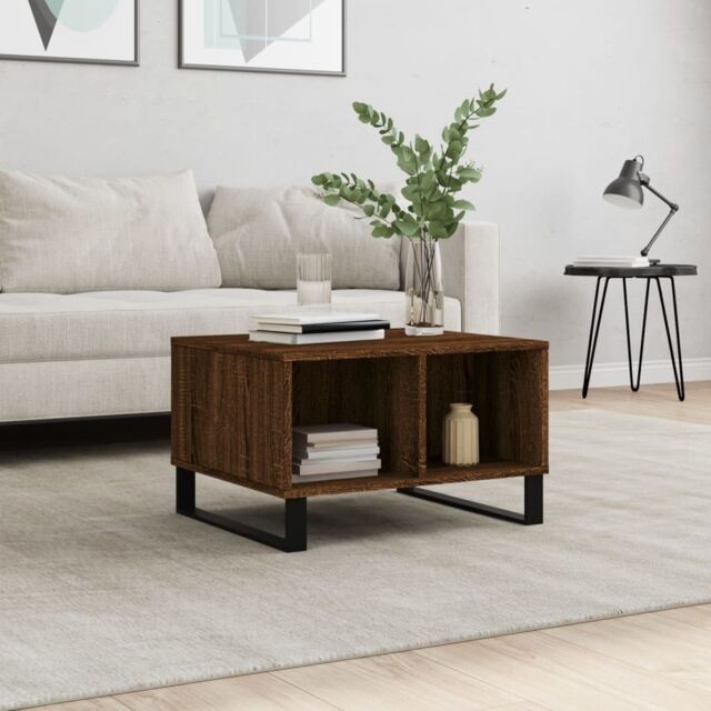 Berkfield Home Coffee Table Brown Oak 60x50x36.5 cm Engineered Wood - image 1