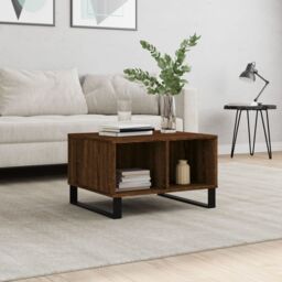Berkfield Home Coffee Table Brown Oak 60x50x36.5 cm Engineered Wood - thumbnail 1
