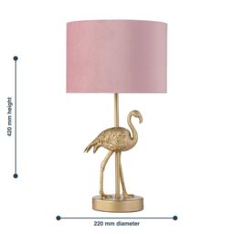 First Choice Lighting Set of 2 Flamingo - Gold Table Lamps with Pink Velvet Shades - thumbnail 9