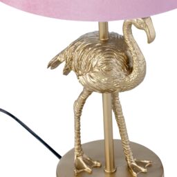 First Choice Lighting Set of 2 Flamingo - Gold Table Lamps with Pink Velvet Shades - thumbnail 3