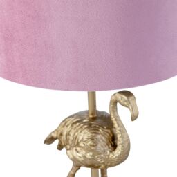 First Choice Lighting Set of 2 Flamingo - Gold Table Lamps with Pink Velvet Shades - thumbnail 5