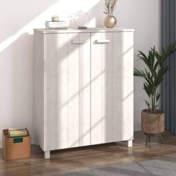 Berkfield Home Shoe Cabinet HAMAR White 85x40x108 cm Solid Wood Pine - Size: 85 x 40 x 108 cm - thumbnail 2
