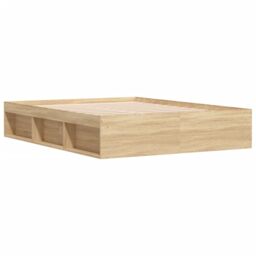 Berkfield Home Bed Frame Sonoma Oak 140x190 cm in Brown - thumbnail 5