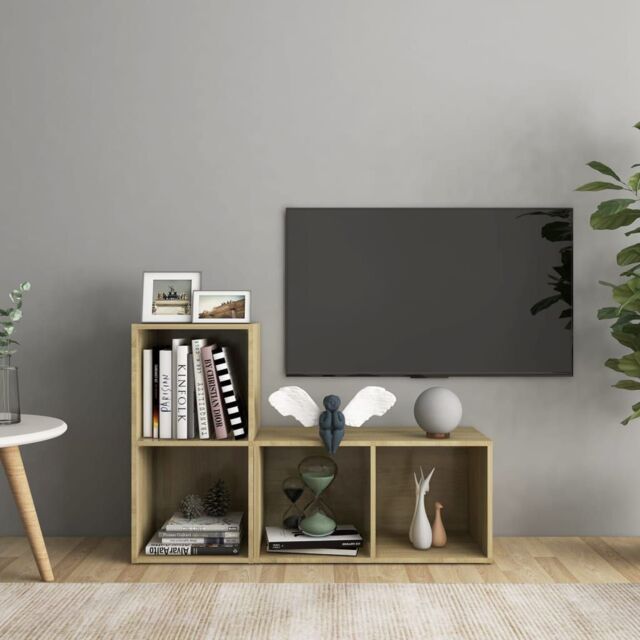 Berkfield Home TV Cabinets 2 pcs Sonoma Oak 72x35x36.5 cm Engineered Wood in Brown - image 1