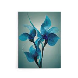 "Artery8 Elegant Orchid Flowers Floral Canvas Wall Art Print in Blue - Size: W18"" x H24""" - thumbnail 1