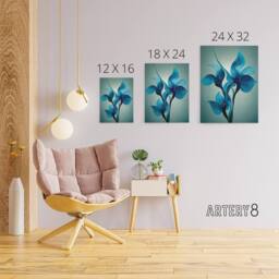 "Artery8 Elegant Orchid Flowers Floral Canvas Wall Art Print in Blue - Size: W18"" x H24""" - thumbnail 4