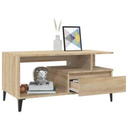 Berkfield Home Elegant Coffee Table Sonoma Oak 90x49x45 cm Engineered Wood in Natural - Size: 90 x 49 x 45 cm - thumbnail 4