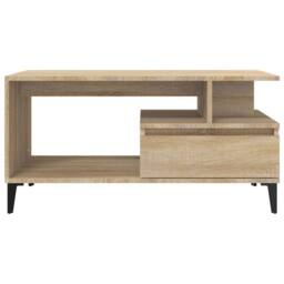 Berkfield Home Elegant Coffee Table Sonoma Oak 90x49x45 cm Engineered Wood in Natural - Size: 90 x 49 x 45 cm - thumbnail 5