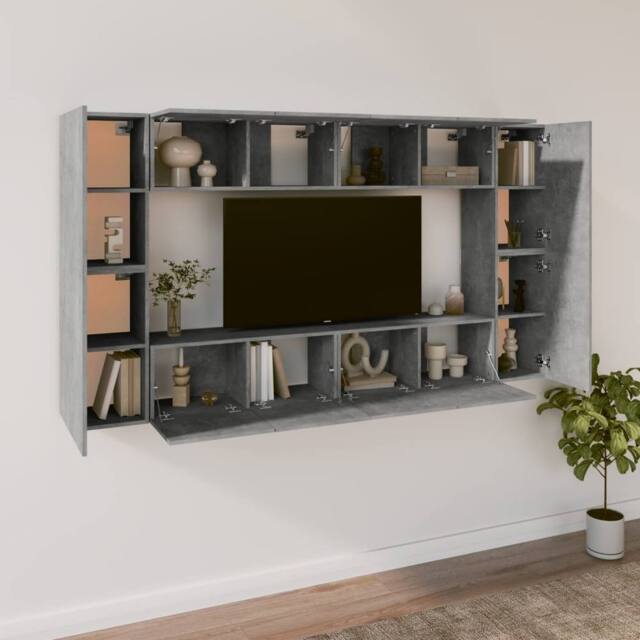 Berkfield Home Classic 8 Piece TV Cabinet Set Concrete Grey Engineered Wood - image 1