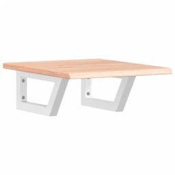 Berkfield Home Basin Shelf Wall Mounted Steel & Solid Wood Oak in Brown - thumbnail 2