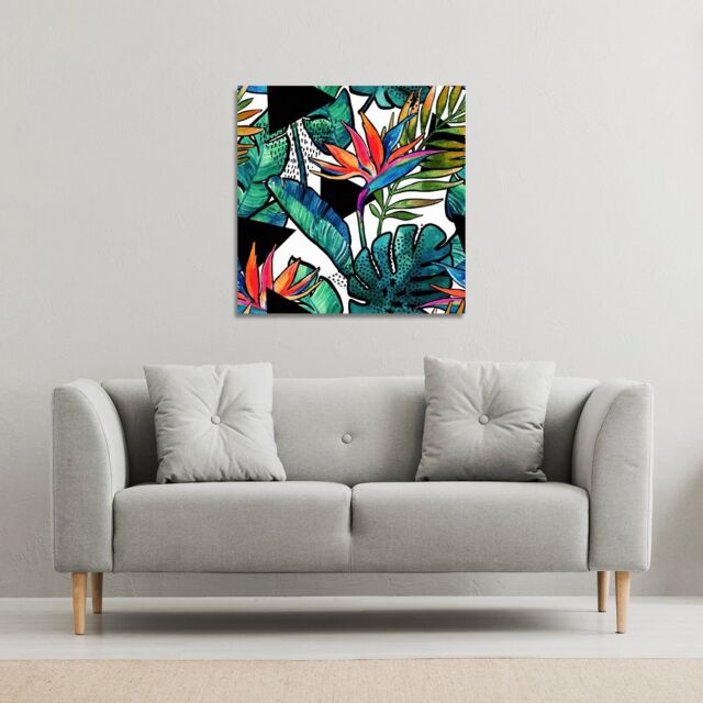 Benjamin Tate Design flowers with contour (Canvas Print) / 61 x 61 x 4cm in Natural - Size: 61 x 61 x 4 cm - image 1