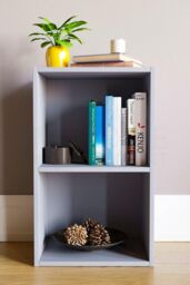 Home Discount Vida Designs Oxford 2 Tier Cube Bookcase Space-saving Storage in Grey - thumbnail 3