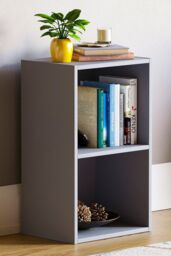 Home Discount Vida Designs Oxford 2 Tier Cube Bookcase Space-saving Storage in Grey - thumbnail 1