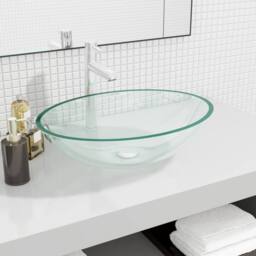 Berkfield Home Basin Glass 50x37x14 cm Transparent in Clear - Size: 50 x 37 x 14 cm - thumbnail 2