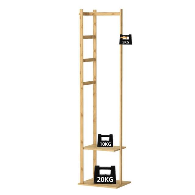 Kelvenix Bamboo Clothing Rack Hall Trees Corner Coat Stand in Brown - image 1
