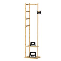Kelvenix Bamboo Clothing Rack Hall Trees Corner Coat Stand in Brown - thumbnail 1