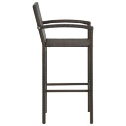 Berkfield Home 5 Piece Outdoor Bar Set with Armrest Poly Rattan Brown - thumbnail 6