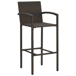 Berkfield Home 5 Piece Outdoor Bar Set with Armrest Poly Rattan Brown - thumbnail 4