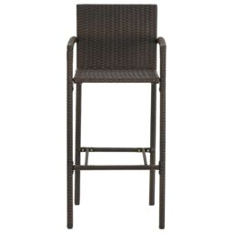 Berkfield Home 5 Piece Outdoor Bar Set with Armrest Poly Rattan Brown - thumbnail 5