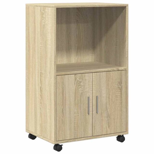Berkfield Home Rolling¬†Cabinet Sonoma Oak 55x40x91 cm Engineered Wood in Tan - Size: 55 x 40 x 91 cm - image 1