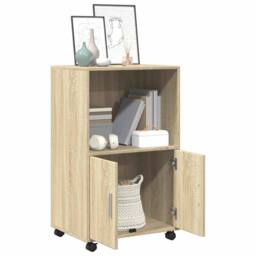 Berkfield Home Rolling¬†Cabinet Sonoma Oak 55x40x91 cm Engineered Wood in Tan - Size: 55 x 40 x 91 cm - thumbnail 3