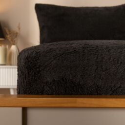 OHS Teddy Fleece Thermal Fitted Bed Sheet in Black - Size: Double Fitted - thumbnail 2