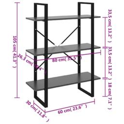 Berkfield Home Book Cabinet Grey 80x30x105 cm Engineered Wood - Size: 80 x 30 x 105 cm - thumbnail 5
