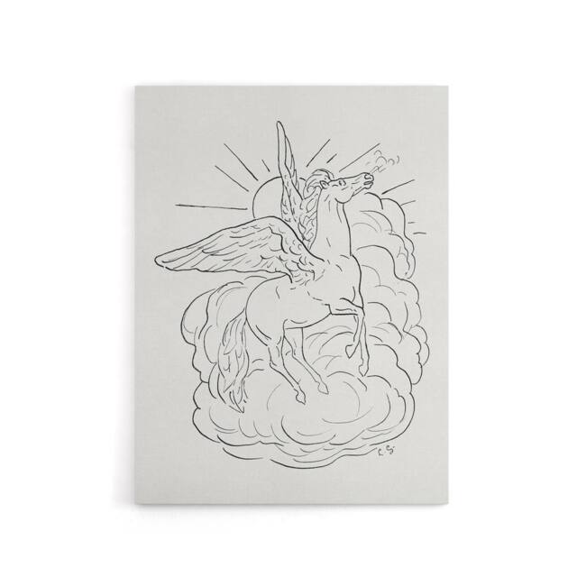 "Artery8 Pegasus Flies In Front Of A Cloud Leo Gestel Canvas Wall Art in White - Size: W18"" x H24""" - image 1