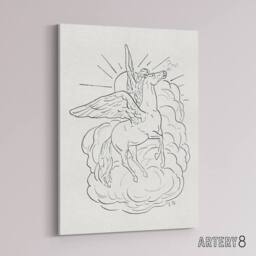 "Artery8 Pegasus Flies In Front Of A Cloud Leo Gestel Canvas Wall Art in White - Size: W18"" x H24""" - thumbnail 2