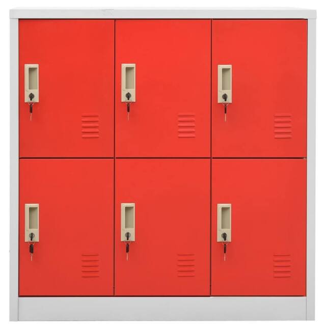 Berkfield Home Locker Cabinets 5 pcs Light Grey & Red 90x45x92.5 cm Steel - image 1