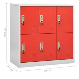 Berkfield Home Locker Cabinets 5 pcs Light Grey & Red 90x45x92.5 cm Steel - thumbnail 9