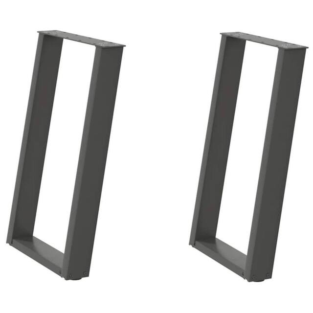 Berkfield Home vidXL Dining Table Legs U-Shaped 2 pcs Anthracite 50x(72-73) cm Steel in Dark Grey - image 1